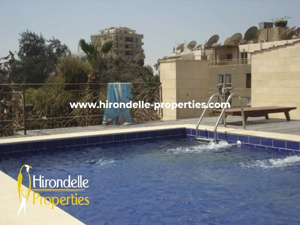 Roof With Private And Shared Pool For Rent In Maadi Sarayat