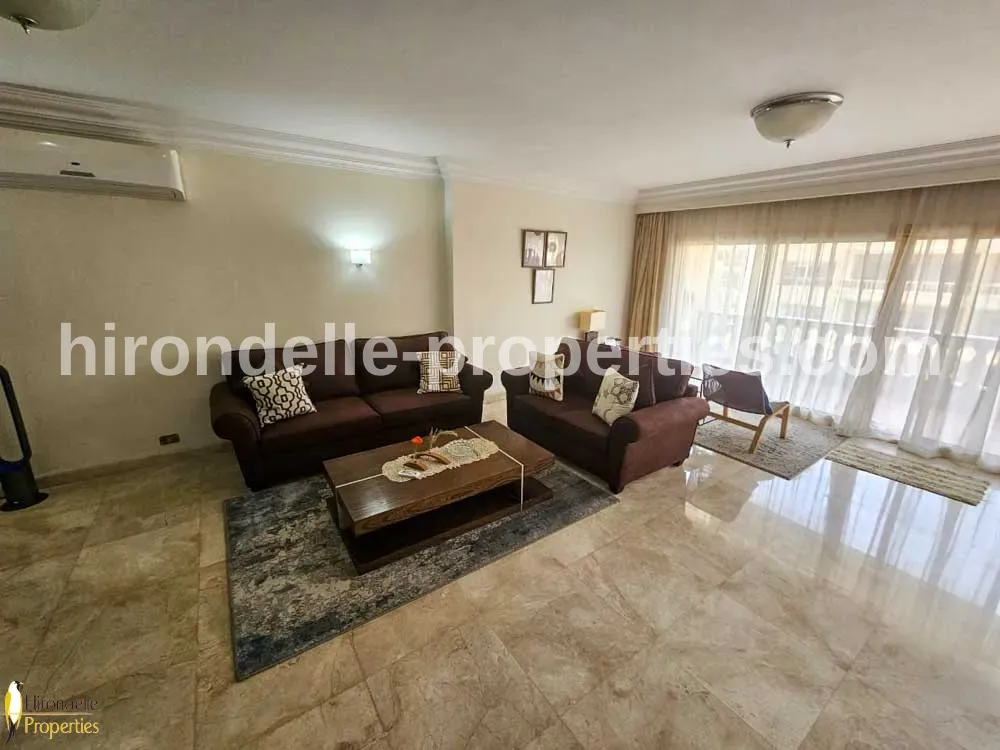 Fully Furnished Flat With Shared Pool For Rent In Maadi