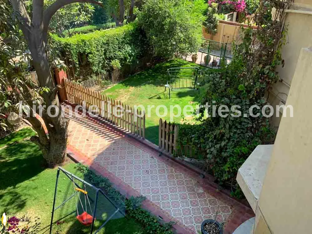 Unique High Ceiling Flat With Private Garden For Rent In Maadi Sarayat