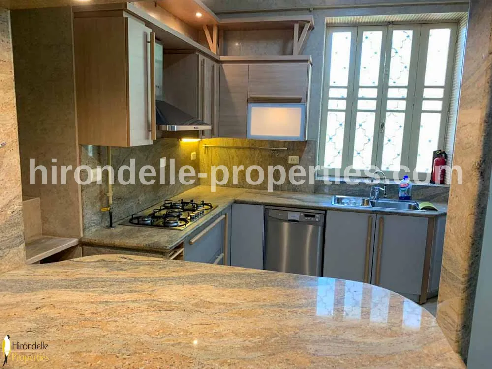 Unique High Ceiling Flat With Private Garden For Rent In Maadi Sarayat